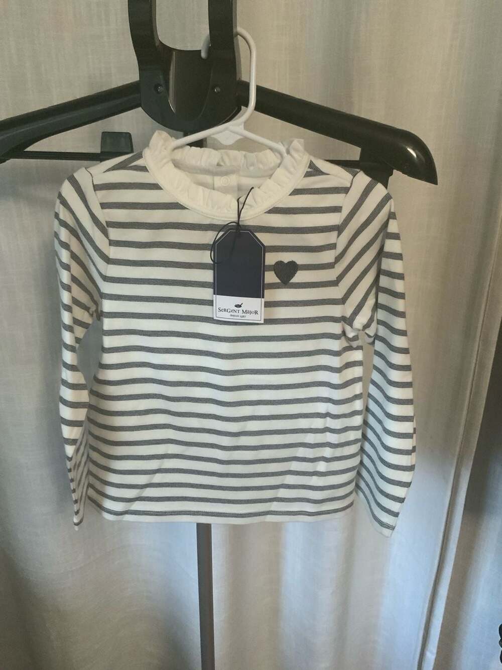 Sergent Major Striped Long Sleeve Shirt Girls Size 5